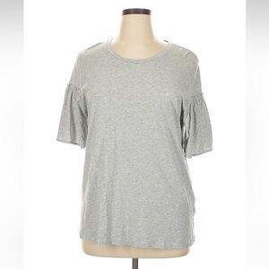Banana Republic Luxspun Flutter-Sleeve Crewneck Top in Marled Grey, NWOT